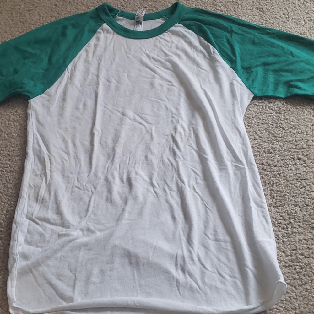 White and green baseball tee